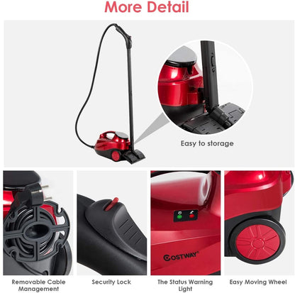 2000W Heavy Duty Steam Cleaner Mop, Detachable Handheld Unit, Red Vacuums & Cleaners at Gallery Canada