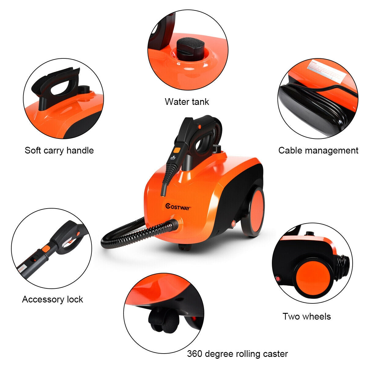 Heavy Duty Multipurpose Steam Cleaner, 18 Accessories, Orange Vacuums & Cleaners at Gallery Canada