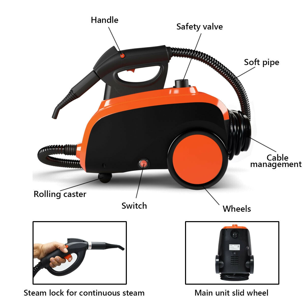 Heavy Duty Multipurpose Steam Cleaner, 18 Accessories, Orange Vacuums & Cleaners at Gallery Canada