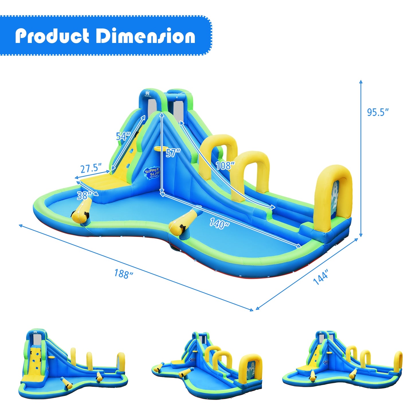 Inflatable Water Slide Kids Bounce House, Water Cannons, Hose Bounce House at Gallery Canada