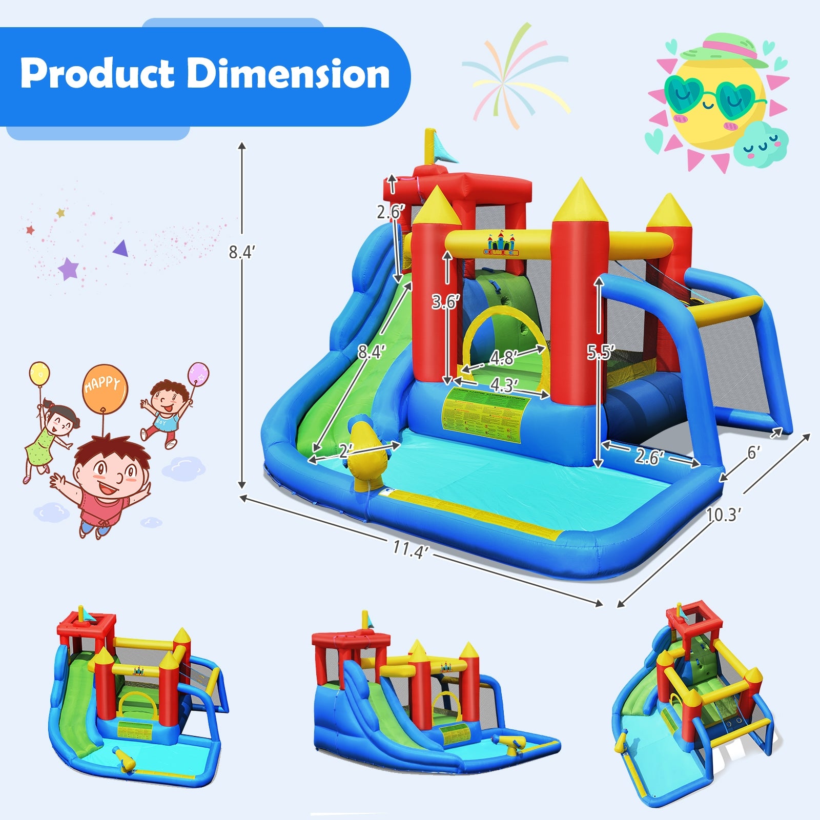 Inflatable Bounce House Splash Pool, Water Slide, Blower Included Bounce House at Gallery Canada