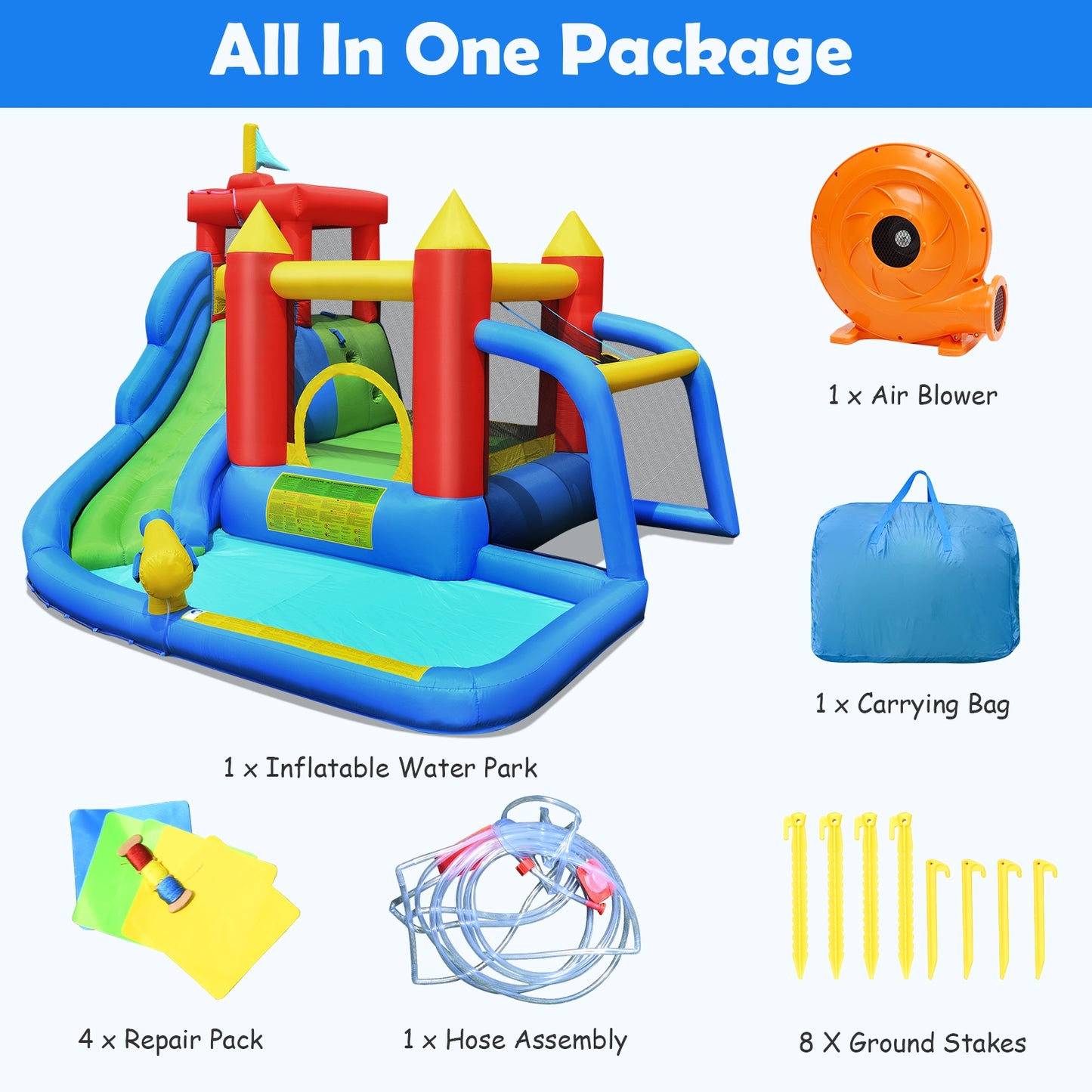 Inflatable Bounce House Splash Pool, Water Slide, Blower Included Bounce House at Gallery Canada