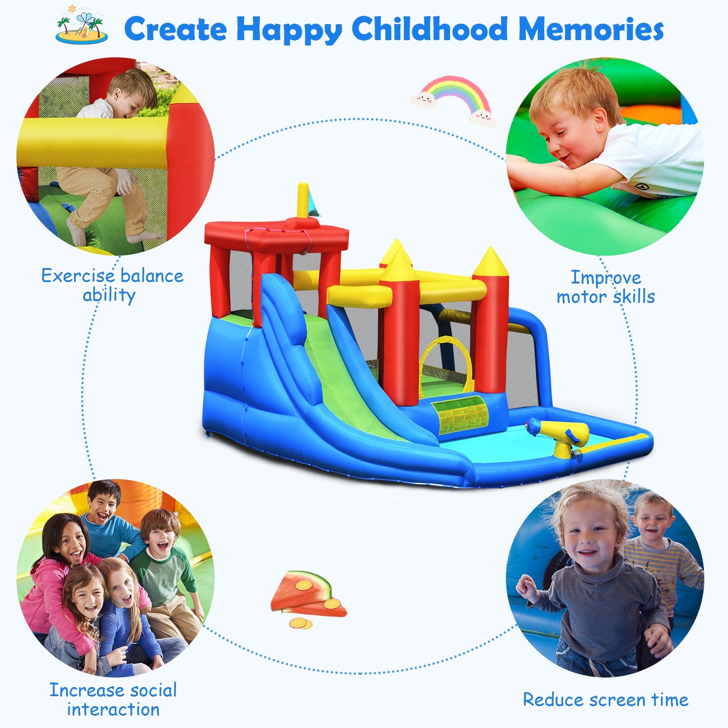 Inflatable Bounce House Splash Pool, Water Slide, Blower Included Bounce House at Gallery Canada