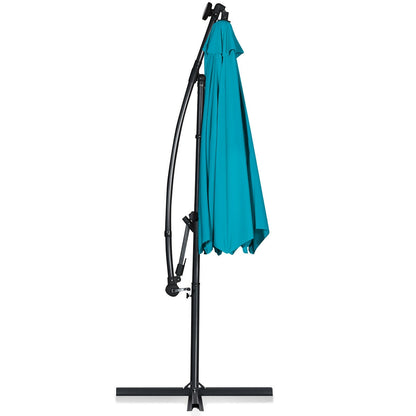 10 ft Solar Powered LED Patio Umbrella, 360° Rotation, Turquoise Outdoor Umbrellas at Gallery Canada