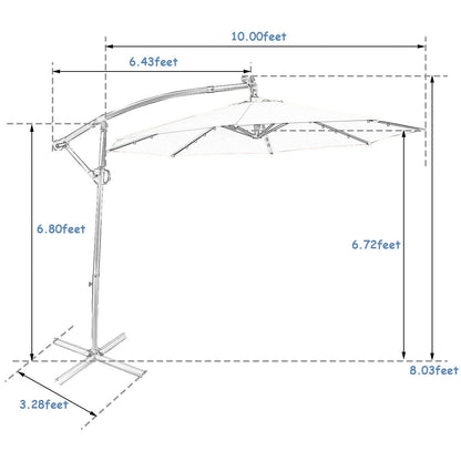 10 ft Solar Powered LED Patio Umbrella, 360° Rotation, Blue Outdoor Umbrellas at Gallery Canada