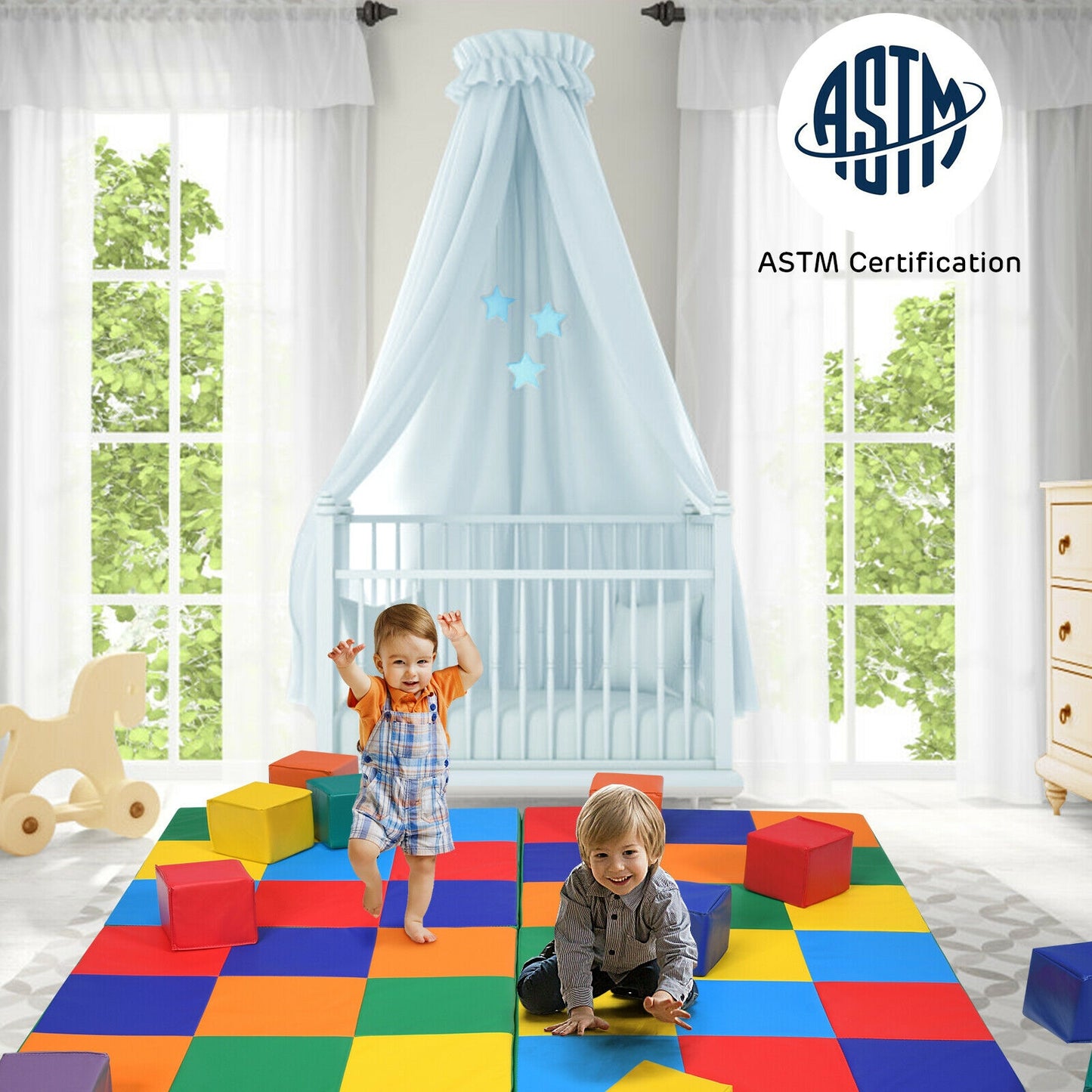 58 Inch Baby Folding Activity Floor Mat, Toddler Foam Play Mat, Multicolor Baby Gyms & Playmats at Gallery Canada