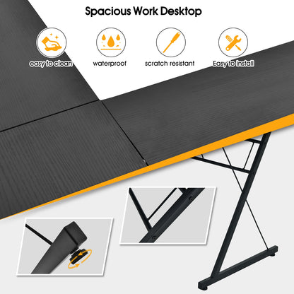 59 Inch L-Shaped Corner Desk, Home Office Computer Table, Black L-Shaped Desks at Gallery Canada