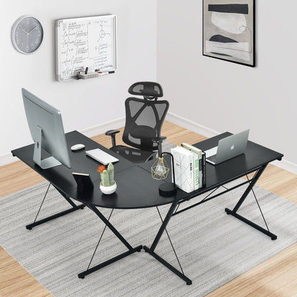 59 Inch L-Shaped Corner Desk, Home Office Computer Table, Black L-Shaped Desks at Gallery Canada