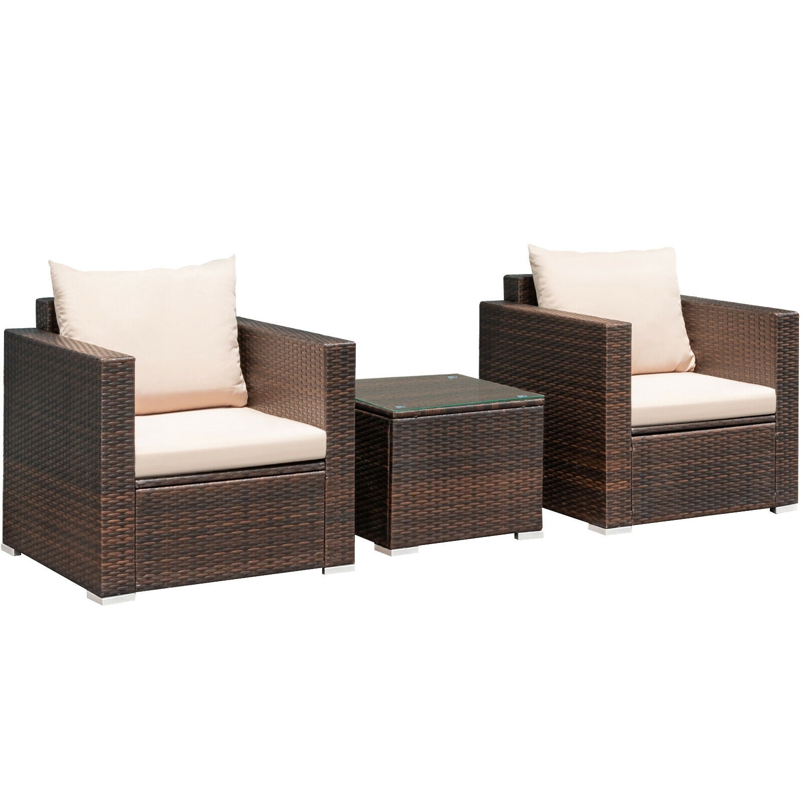 Patio Rattan Furniture Set, 3 Pcs, Beige Patio Conversation Sets at Gallery Canada