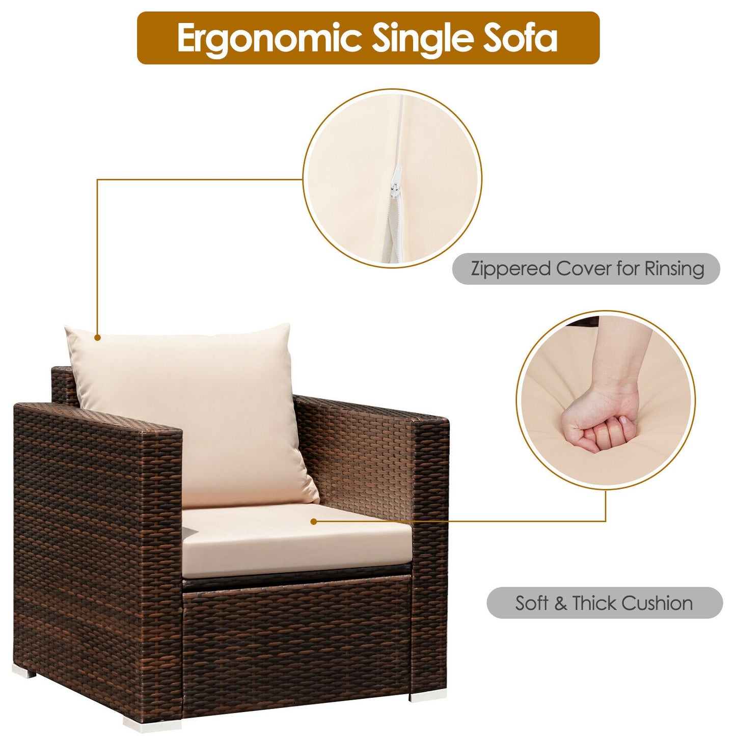 Patio Rattan Furniture Set, 3 Pcs, Beige Patio Conversation Sets at Gallery Canada