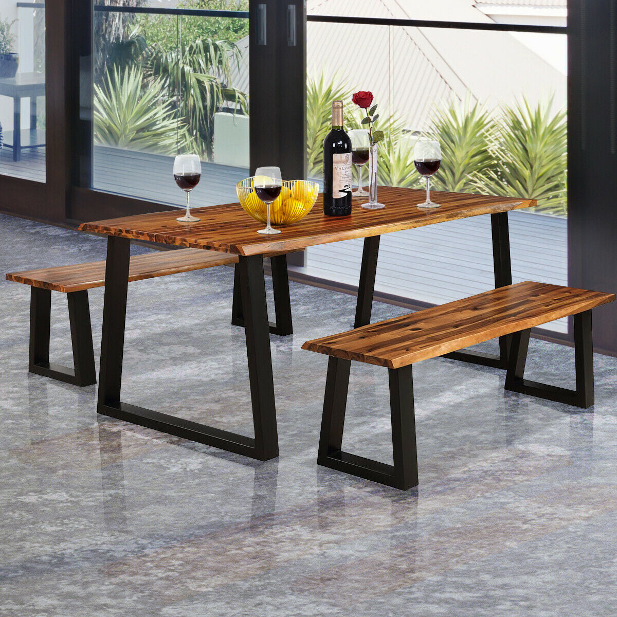 Acacia Wood Dining Table, Rectangular, Brown Dining Tables at Gallery Canada