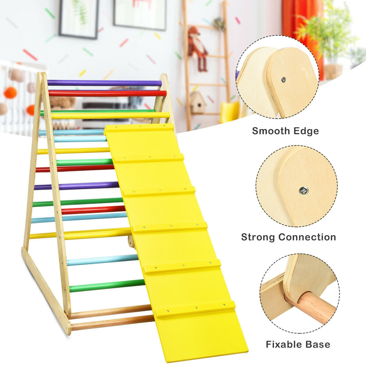 Foldable Wooden Climbing Triangle With Ladder, Multicolor Climbers & Slides at Gallery Canada
