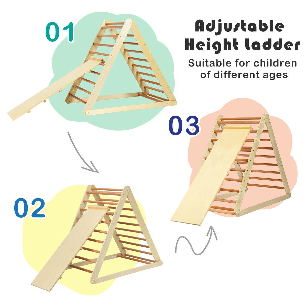 Foldable Wooden Climbing Triangle With Ladder, Natural Climbers & Slides at Gallery Canada