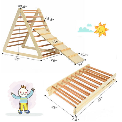 Foldable Wooden Climbing Triangle With Ladder, Natural Climbers & Slides at Gallery Canada