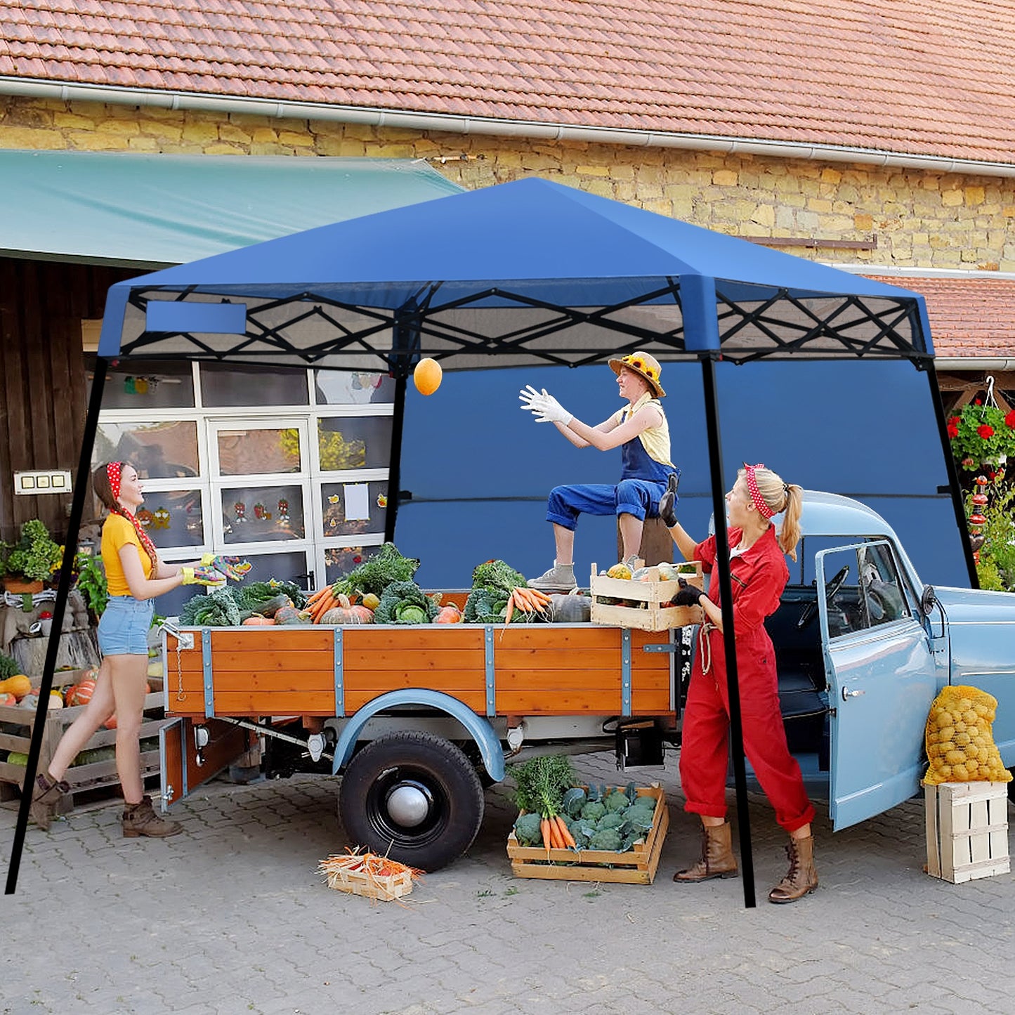 7 x 7 Feet Adjustable Portable Canopy Tent, Blue Canopies at Gallery Canada