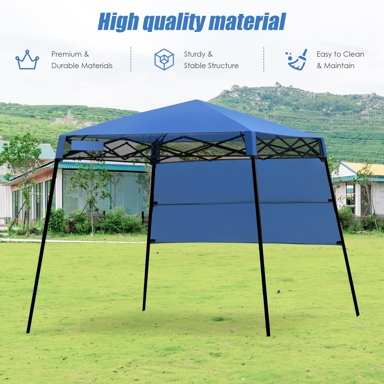 7 x 7 Feet Adjustable Portable Canopy Tent, Blue Canopies at Gallery Canada