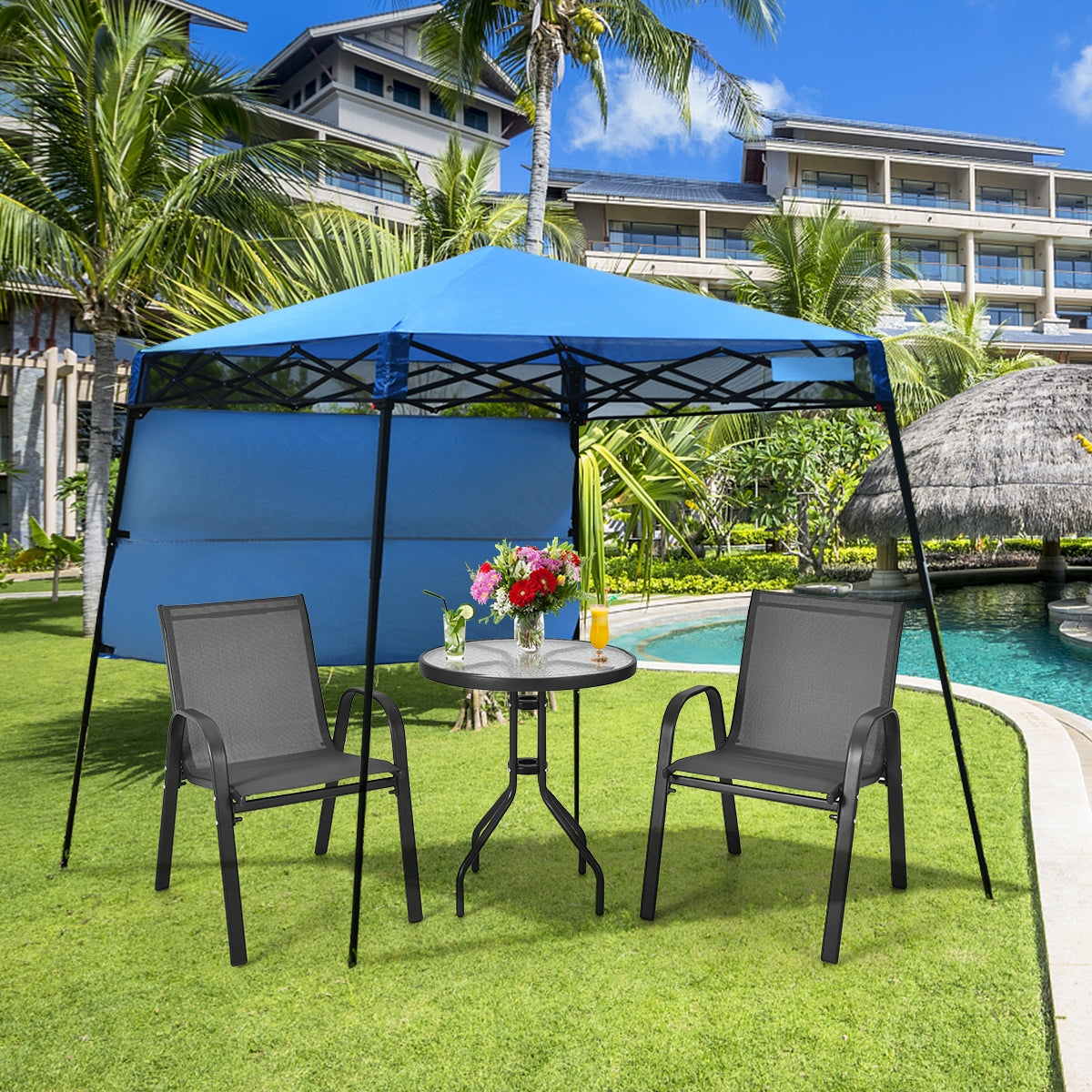 7 x 7 Feet Adjustable Portable Canopy Tent, Blue Canopies at Gallery Canada