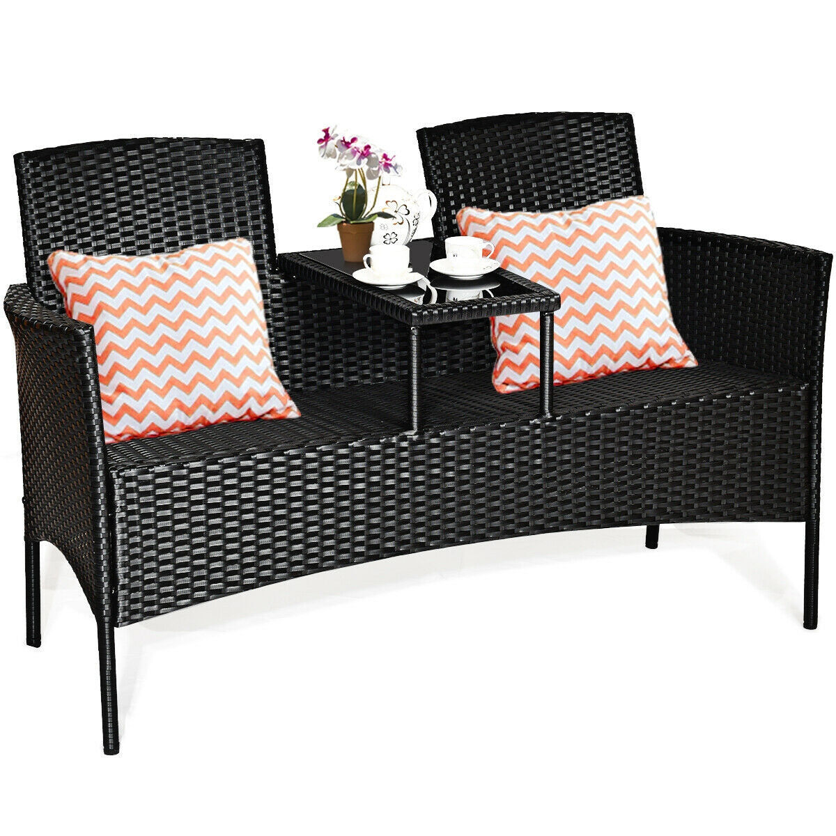 Wicker Patio Conversation Set With Removable Cushions, Turquoise Patio Conversation Sets at Gallery Canada
