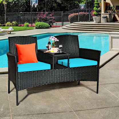 Wicker Patio Conversation Set With Removable Cushions, Turquoise Patio Conversation Sets at Gallery Canada
