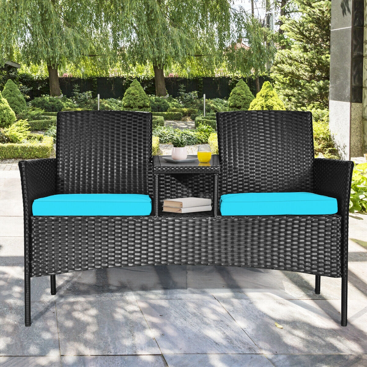 Wicker Patio Conversation Set With Removable Cushions, Turquoise Patio Conversation Sets at Gallery Canada