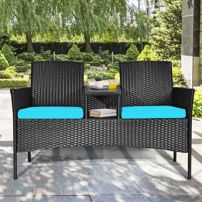 Wicker Patio Conversation Set With Removable Cushions, Turquoise Patio Conversation Sets at Gallery Canada