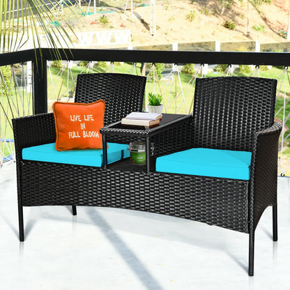 Wicker Patio Conversation Set With Removable Cushions, Turquoise Patio Conversation Sets at Gallery Canada