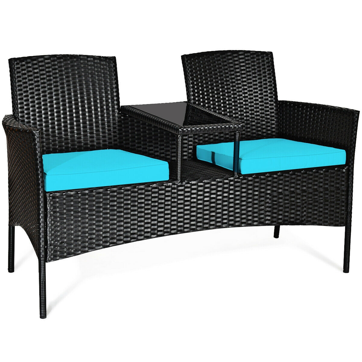 Wicker Patio Conversation Set With Removable Cushions, Turquoise Patio Conversation Sets at Gallery Canada
