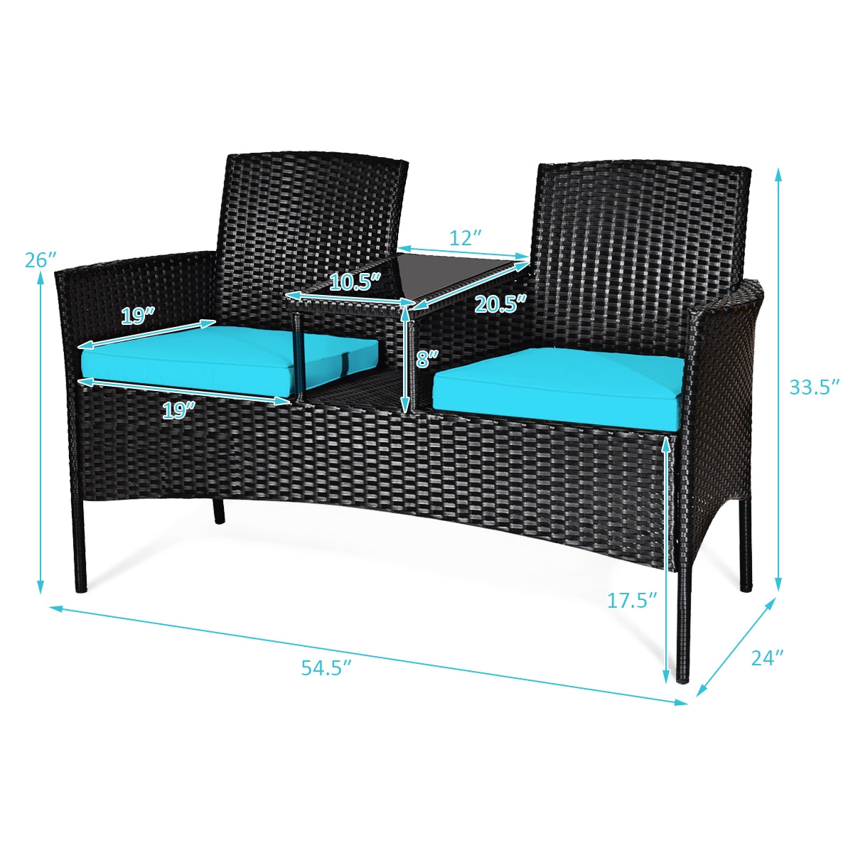 Wicker Patio Conversation Set With Removable Cushions, Turquoise Patio Conversation Sets at Gallery Canada