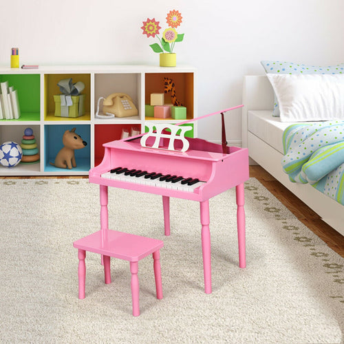 30-Key Kids Grand Piano With Bench, Music Rack, Pink