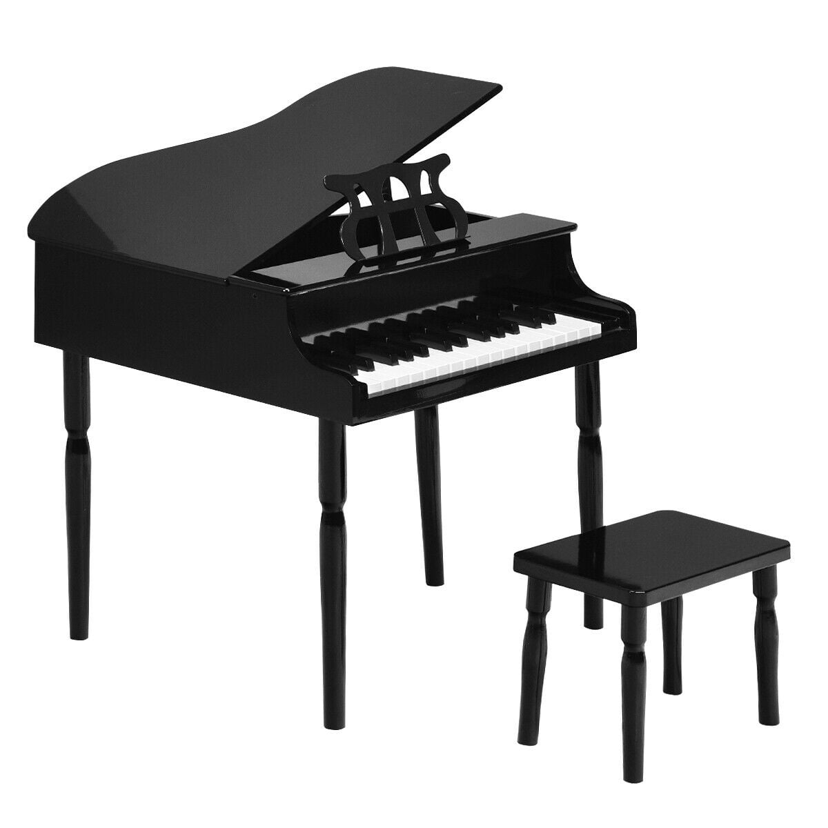 30-Key Wood Toy Kids Grand Piano, With Bench And Music Rack, Black Musical Toys at Gallery Canada