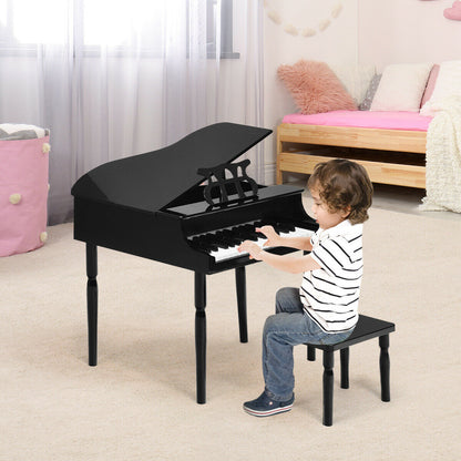 30-Key Wood Toy Kids Grand Piano, With Bench And Music Rack, Black Musical Toys at Gallery Canada