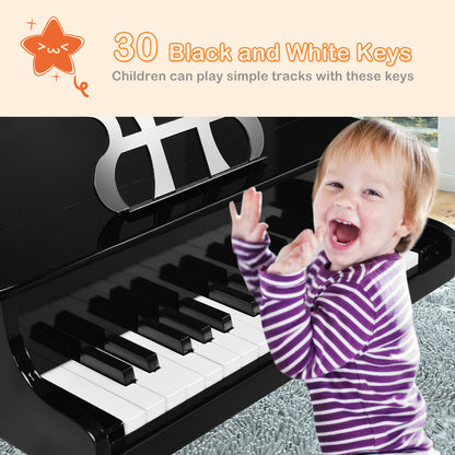 30-Key Wood Toy Kids Grand Piano, With Bench And Music Rack, Black Musical Toys at Gallery Canada