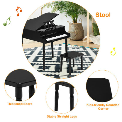 30-Key Wood Toy Kids Grand Piano, With Bench And Music Rack, Black Musical Toys at Gallery Canada