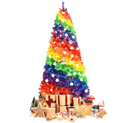 7 Feet Artificial Hinged Traditional Christmas Tree, Multicolor Christmas Tree at Gallery Canada