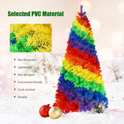 7 Feet Artificial Hinged Traditional Christmas Tree, Multicolor Christmas Tree at Gallery Canada
