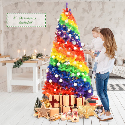 7 Feet Artificial Hinged Traditional Christmas Tree, Multicolor Christmas Tree at Gallery Canada