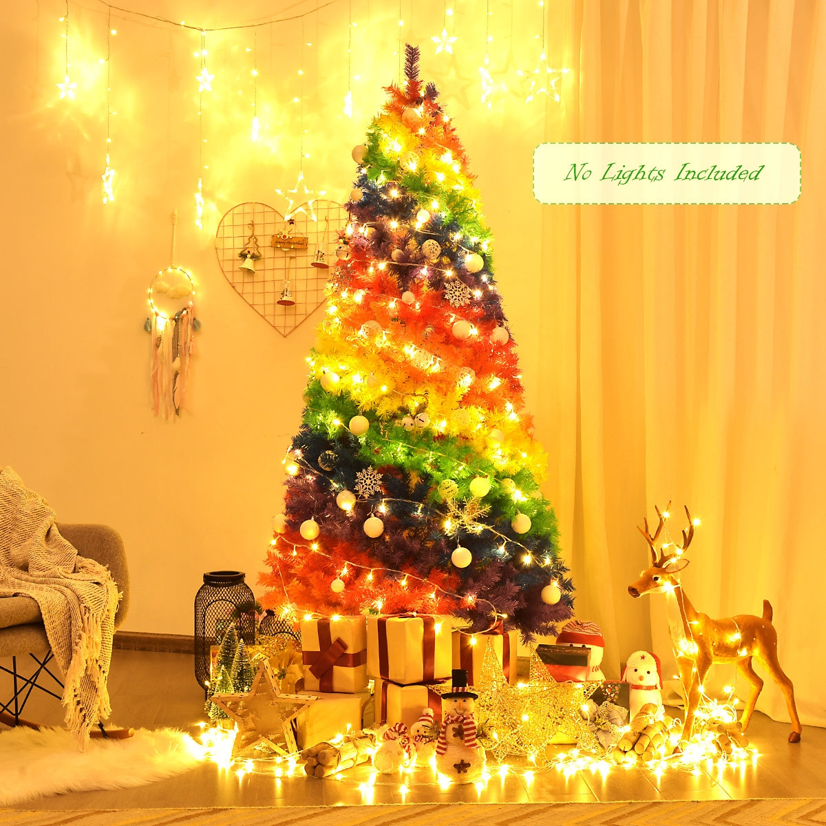7 Feet Artificial Hinged Traditional Christmas Tree, Multicolor Christmas Tree at Gallery Canada