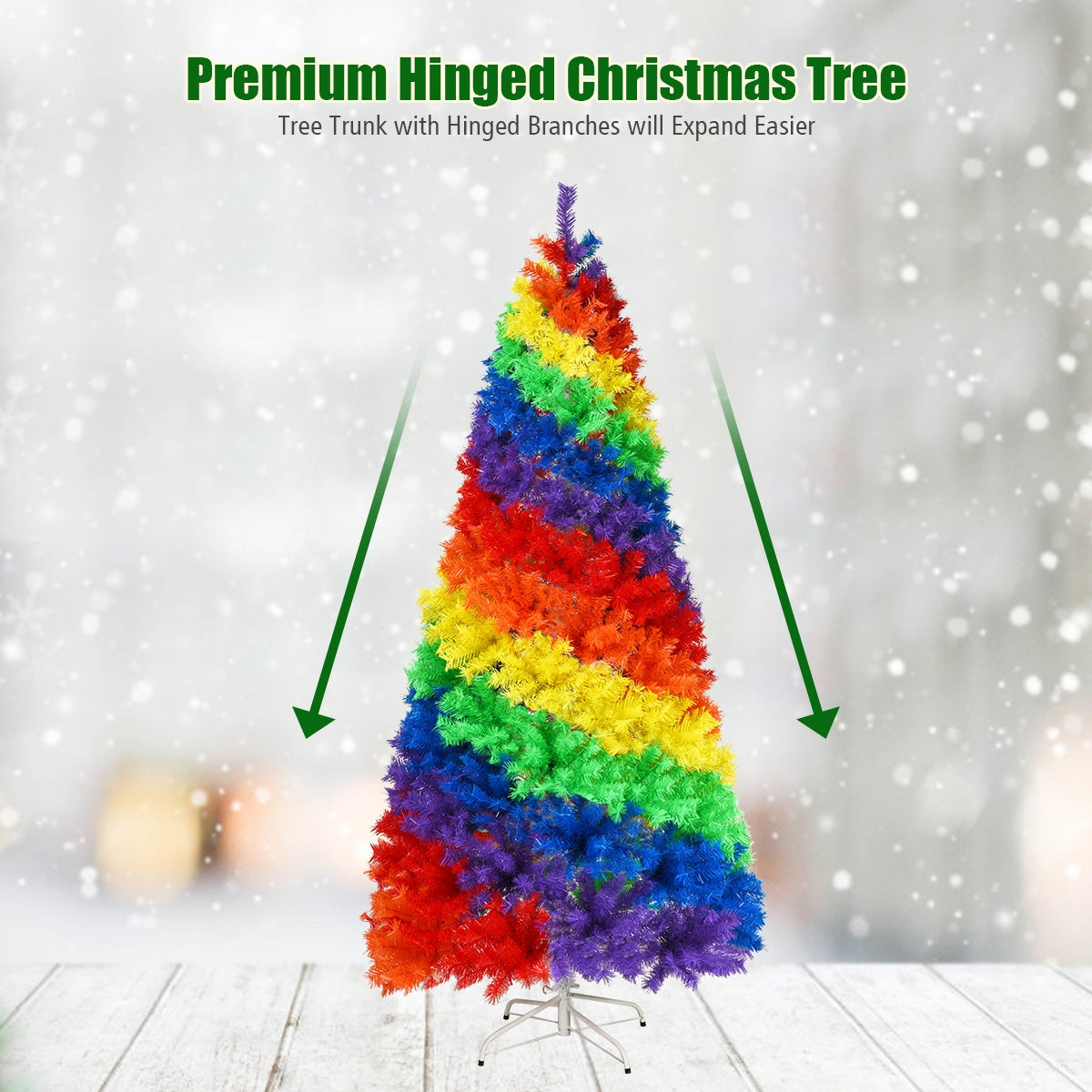 7 Feet Artificial Hinged Traditional Christmas Tree, Multicolor Christmas Tree at Gallery Canada