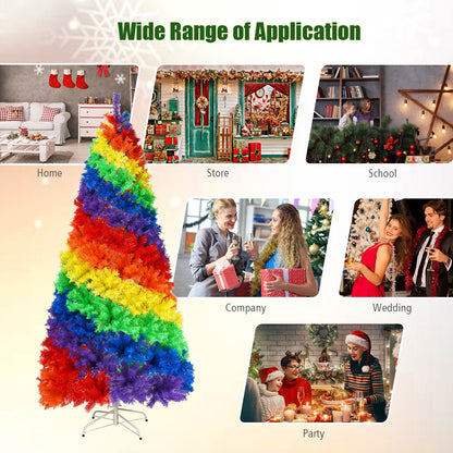 7 Feet Artificial Hinged Traditional Christmas Tree, Multicolor Christmas Tree at Gallery Canada