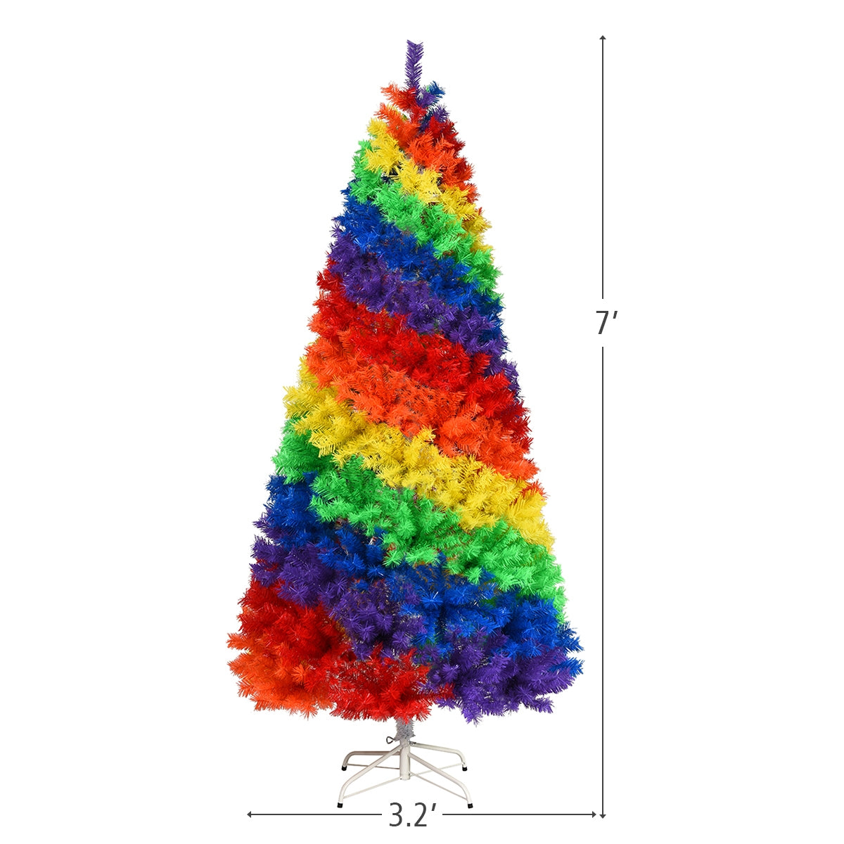 7 Feet Artificial Hinged Traditional Christmas Tree, Multicolor Christmas Tree at Gallery Canada