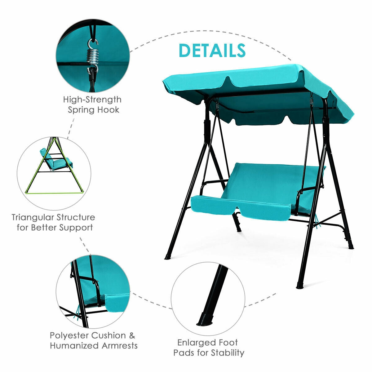 Patio Steel Frame Swing Glider, Blue Porch Swings at Gallery Canada