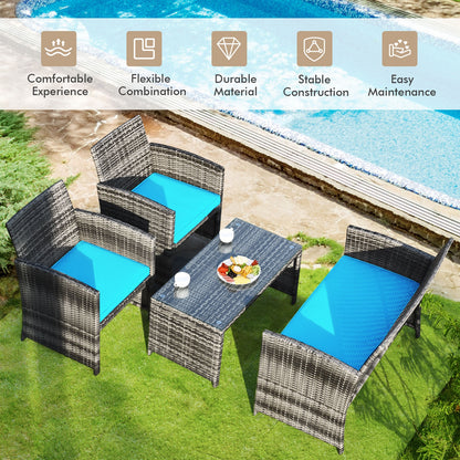 4 Piece Patio Rattan Furniture Set, Turquoise Patio Conversation Sets at Gallery Canada