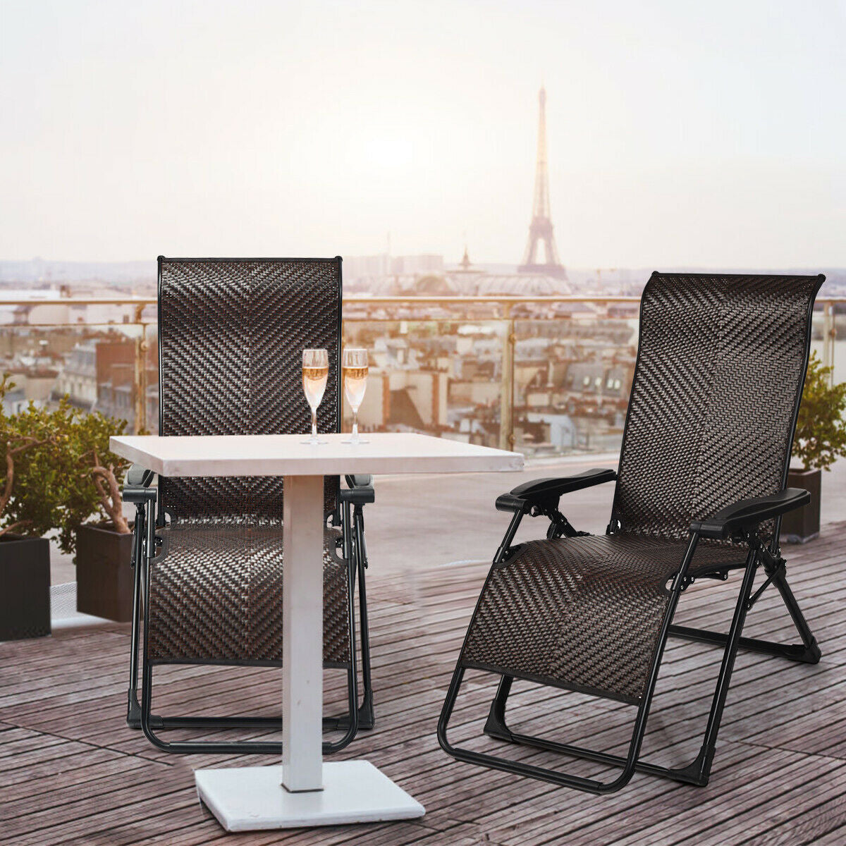 Patio Rattan Zero Gravity Lounge Chair, 2 Pieces Outdoor Seating & Patio Chairs at Gallery Canada