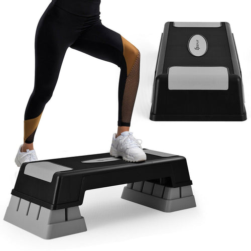 Aerobic Exercise Stepper Trainer with Adjustable Height, Gray