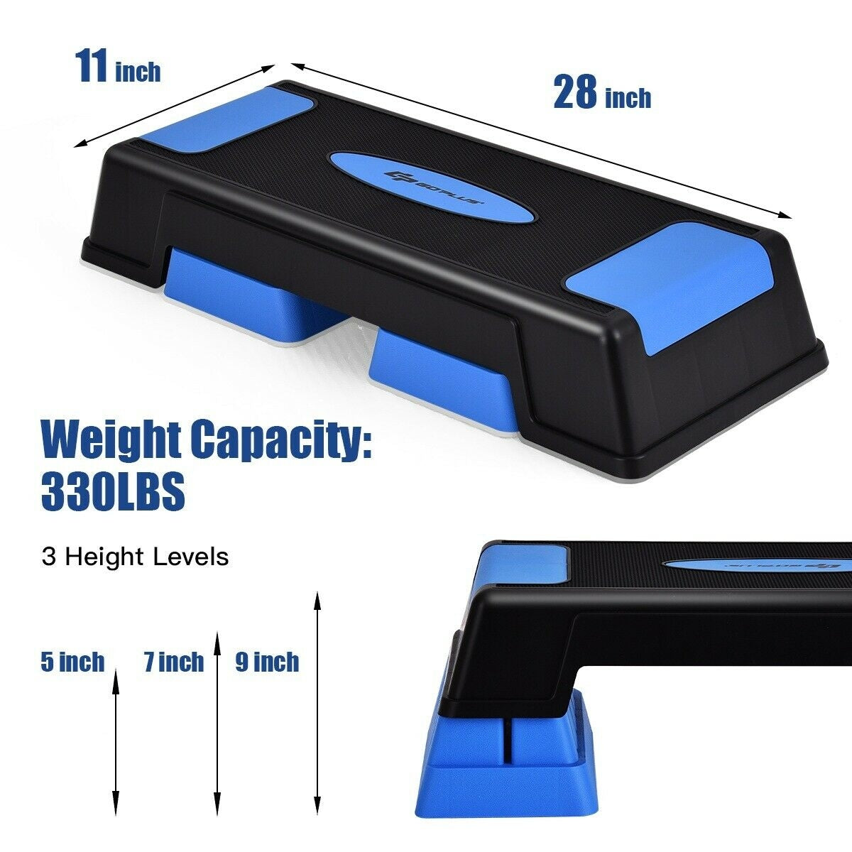 Aerobic Exercise Stepper Trainer with Adjustable Height, Blue Sport Equipments at Gallery Canada
