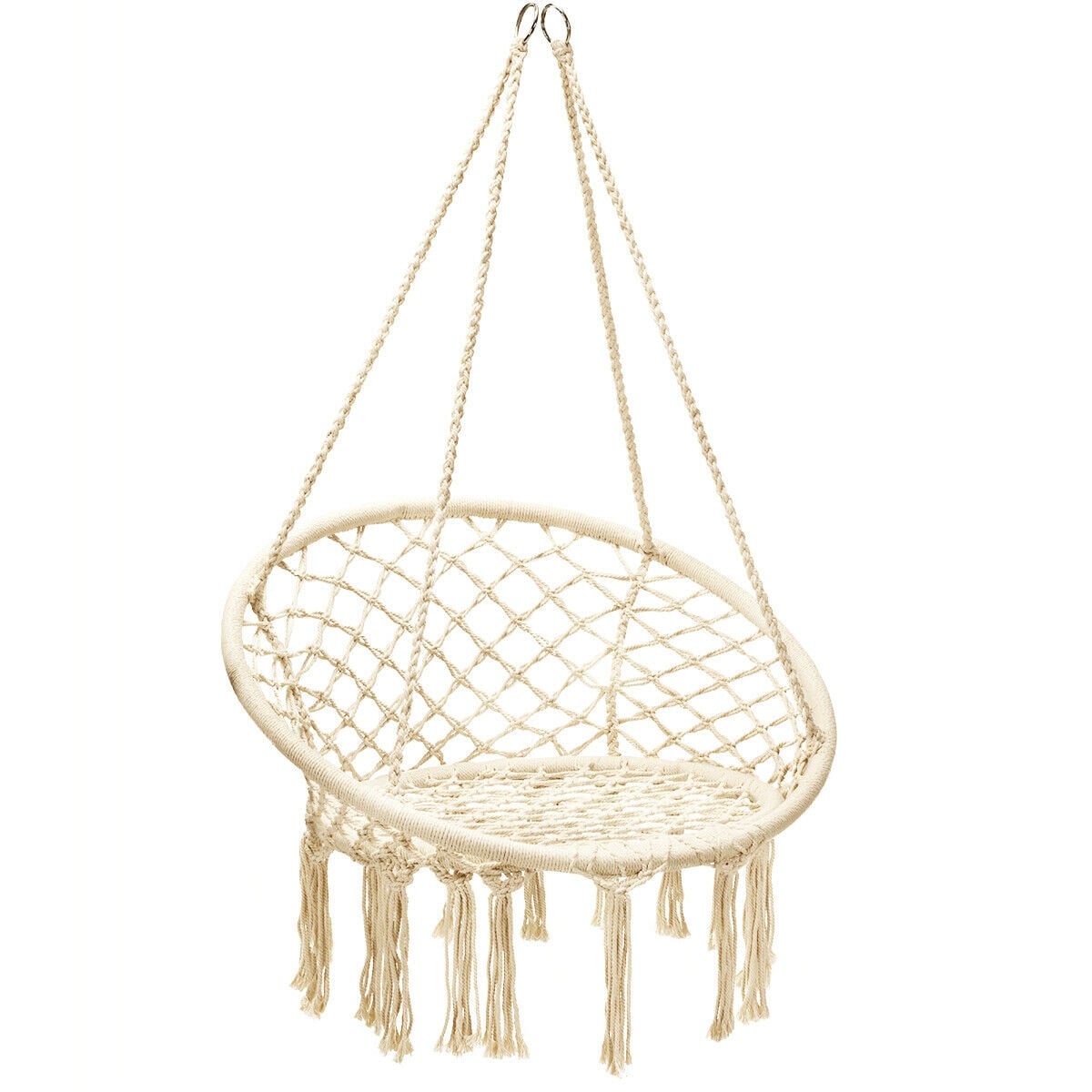 Hanging Macrame Hammock Chair, Handwoven Cotton Backrest, Natural Hammocks Natural at Gallery Canada