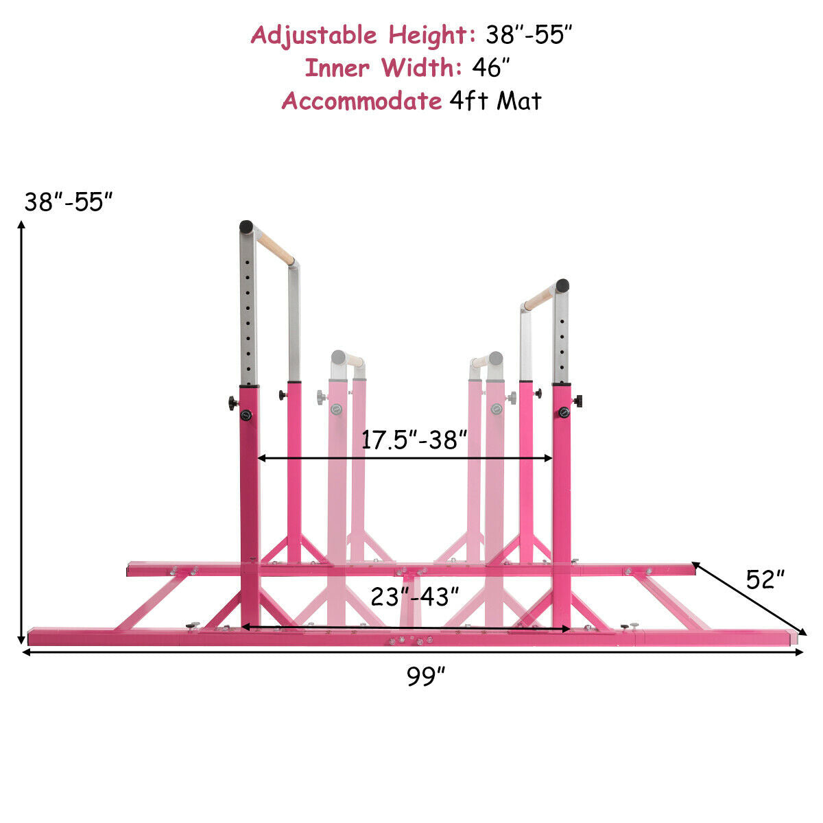 Kids Gymnastic Training Parallel Bars, Adjustable, Pink Toy Sports at Gallery Canada