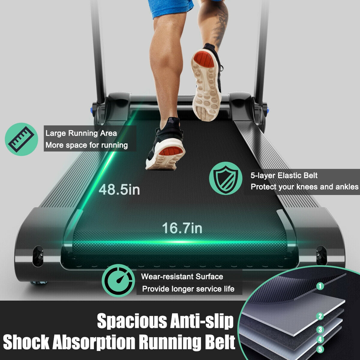 3HP Folding Electric Treadmill, Blue Treadmills at Gallery Canada