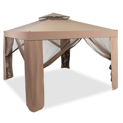 Canopy Garden Gazebo With Netting, Brown Gazebos Brown at Gallery Canada