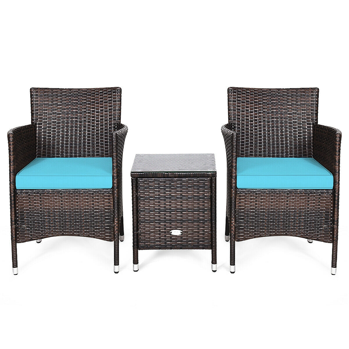 3 Pcs Patio Furniture Set, Outdoor Wicker Rattan, Blue Patio Conversation Sets at Gallery Canada